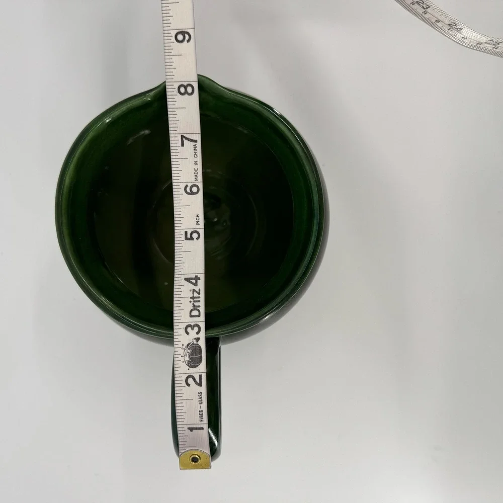 Williams Sonoma 2 Lit Green Stoneware Pitcher Farmhouse Crock Utensil Holder Jug